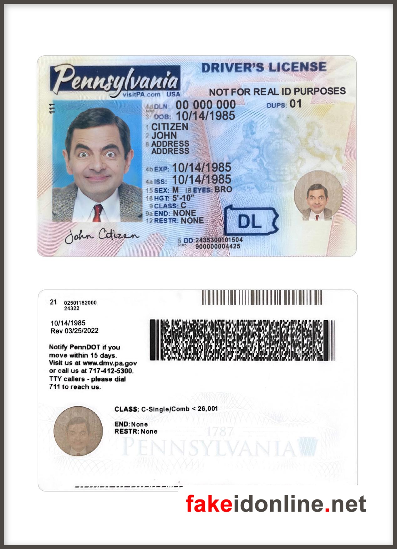 Pennsylvania Driver License New 1200dpi